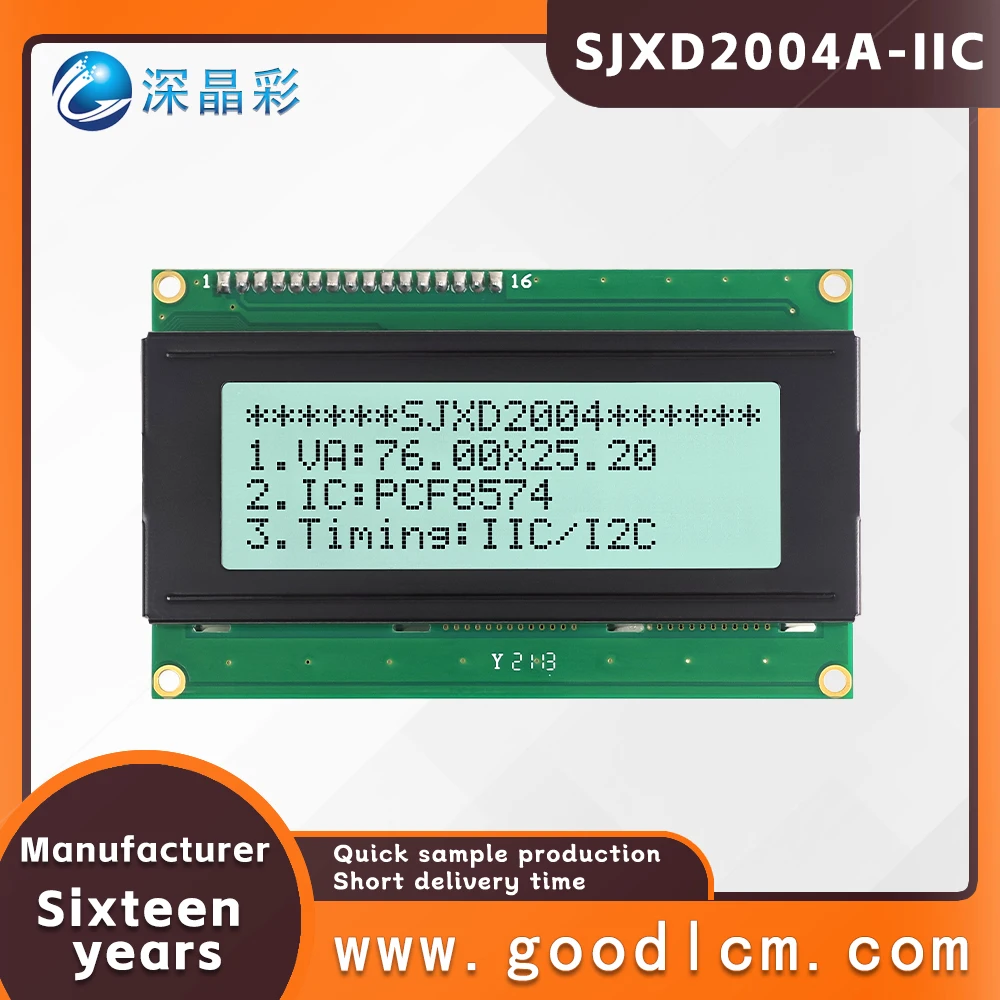 

Модуль дисплея LCM SJXD2004A-IIC FSTN с положительным отображением символов, интерфейс IIC/I2C, высококачественный ЖК-экран 20*4 с точечной матрицей, COB