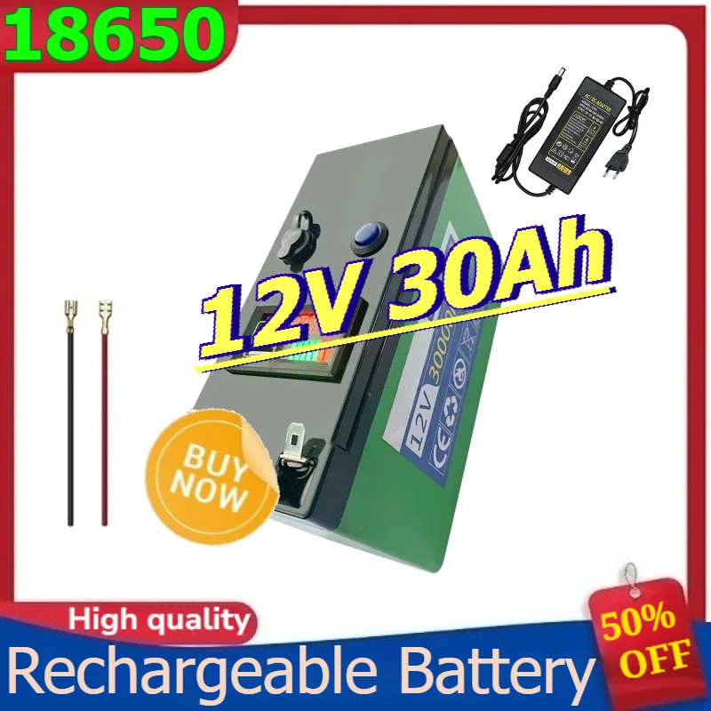 

18650 Lithium Rechargeable Battery Pack for Solar Energy Electric Vehicle LED Lights Battery 12V 30Ah 12.6V 3A Charger