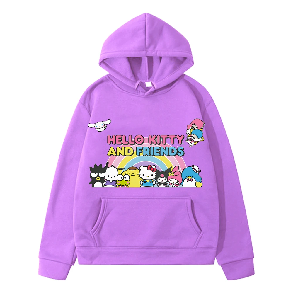 hello kitty Autumn Print hoodies Fleece sweatshirt boy pullover y2k sudadera Sanrio Kawaii anime hoodie jacket kids clothes girl