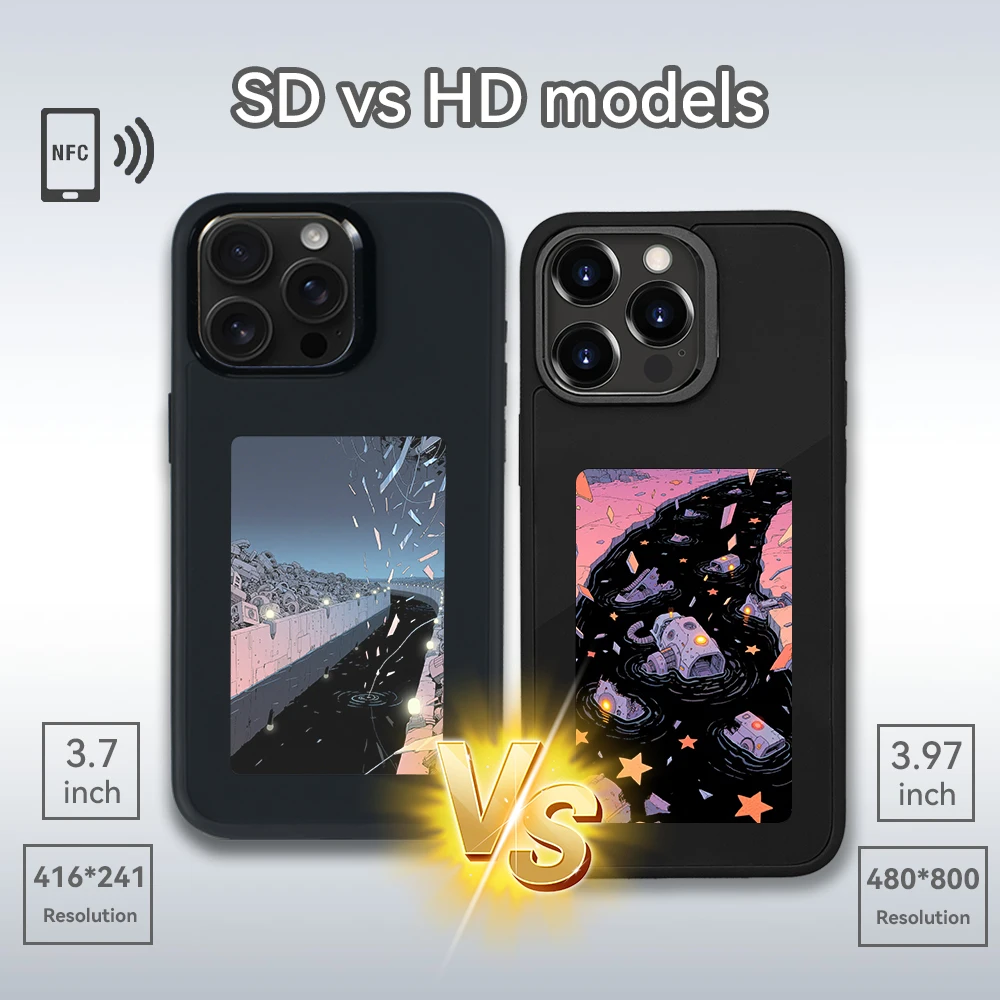 

Черный корпус NFC Smart E с чернильным экраном, чехол для мобильного телефона для iPhone 13-16