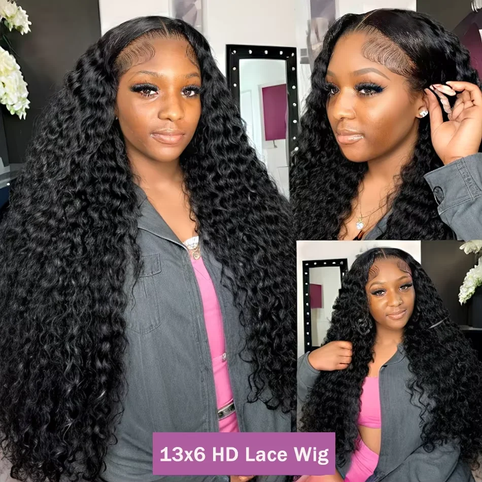 Wig renda depan 13x4 gelombang dalam untuk wanita gelombang air 30 inci Wig keriting renda depan gelombang longgar 13x6 Hd Wig rambut manusia Frontal