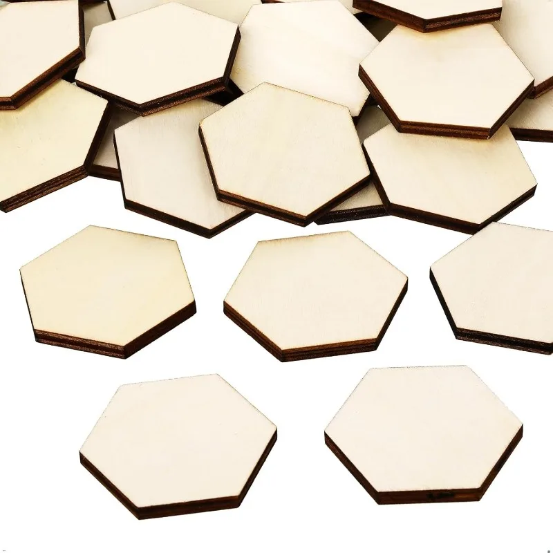 

50 шт. 4 см необработанные деревянные шестигранные детали деревянные шестигранные вырезы пустые шестигранные ломтики деревянные чипсы украшения для поделок своими руками