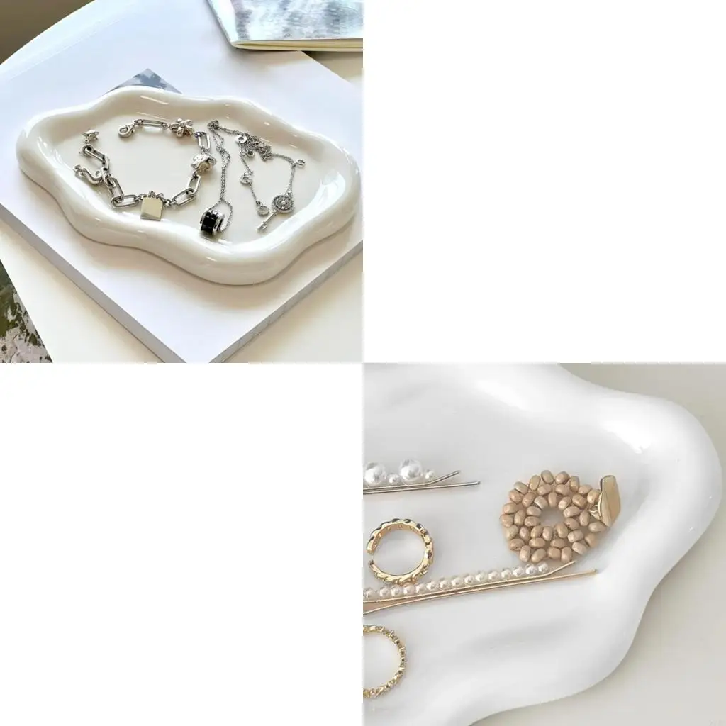 

Pack of 2 Elegant Ceramic Trays Cloud Form Suitable for Home Styling Props