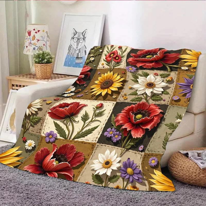 1 قطعة بطانية الفانيلا خمر الأزهار خليط لحاف بطانية لديكور المنزل مريح