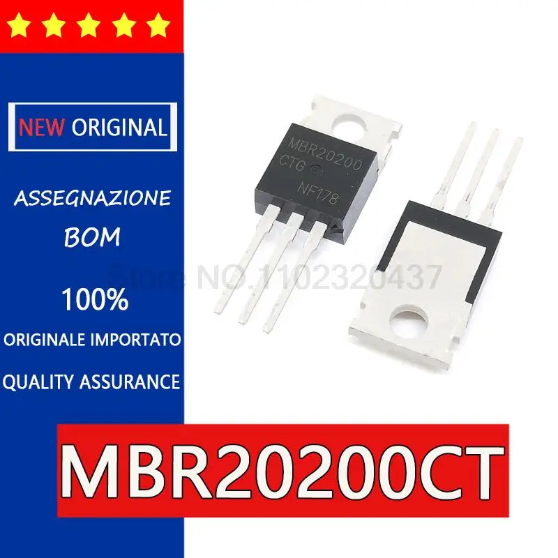 5pcs original MBR20200CT CTG B20200G 20A 200V TO-220 New schottky diode,