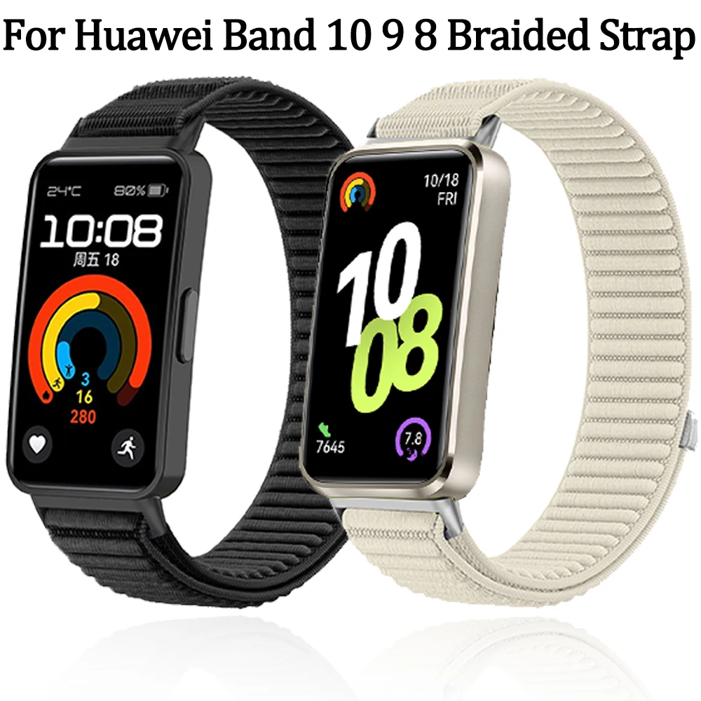 Wave Nylon Loop Strap for Huawei Band 10 9 8 Original Wristband Braided Bracelet Correa for Huawei Band 10 9 8 Smart Watch Band