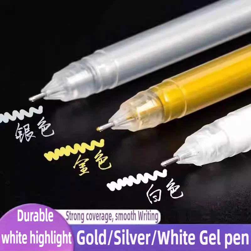 

Aesthetic Overlayable Gold/Silver/White Gel Pens High-Capacity Art Journaling Replacement Office School Supplies Stationery