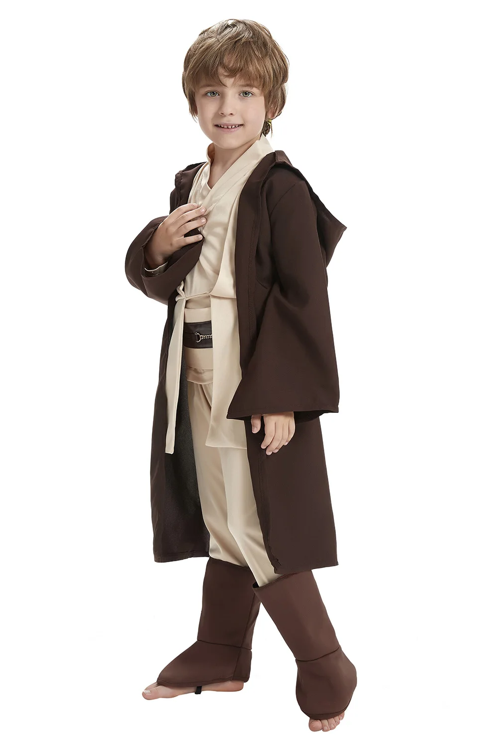 Kid Children Jedi Knight Cosplay Costume Obi Wan Kenobi Uniform Suit Anakin Skywalker Hooded Robe Cloak Outfits