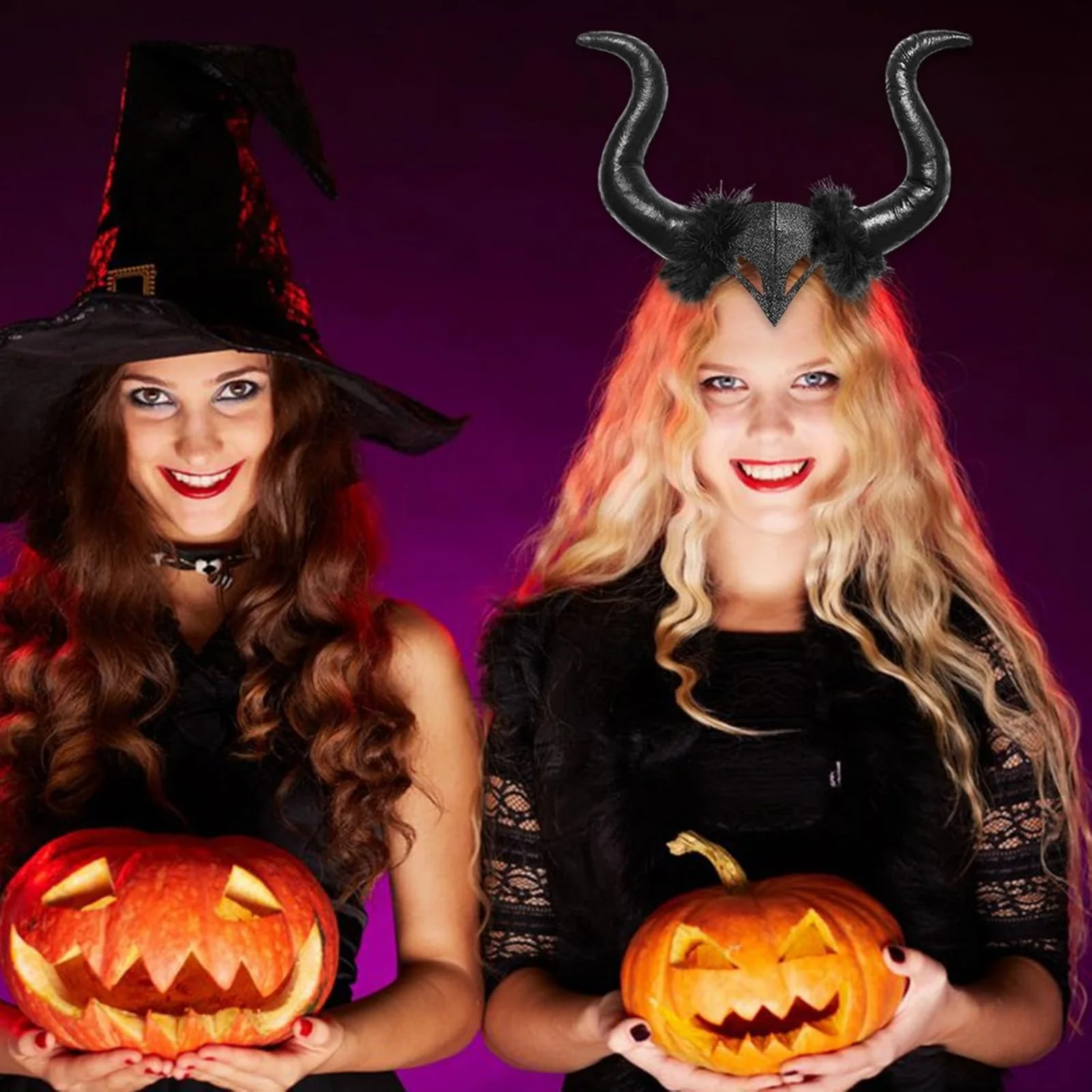 1 шт. повязка на голову с рогами быка и мехом, черная, реквизит для косплея на Хэллоуин, стильное украшение костюма