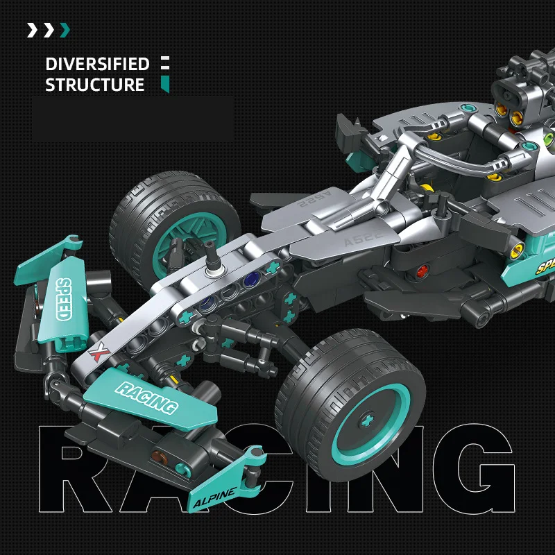 Velocidade técnica haas vf23 f1 bloco de construção carro corrida renaults bwt alpine a522 veículo tijolo modelo brinquedos para presentes