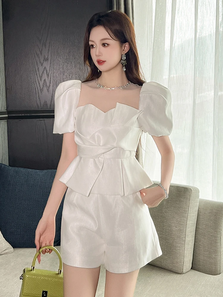 

Sweet Elegant Satin Short Pants Women OL Professional Simple High Waist Pocket Wide Shorts Female Street Office Clothes Mujer