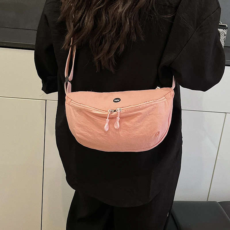 

Women's Crossbody Bag Small Nylon Wide Strap Solid Color Fanny Chest Pack Japanese Leisure Fashion Make-up Hobo Shoulder Bag