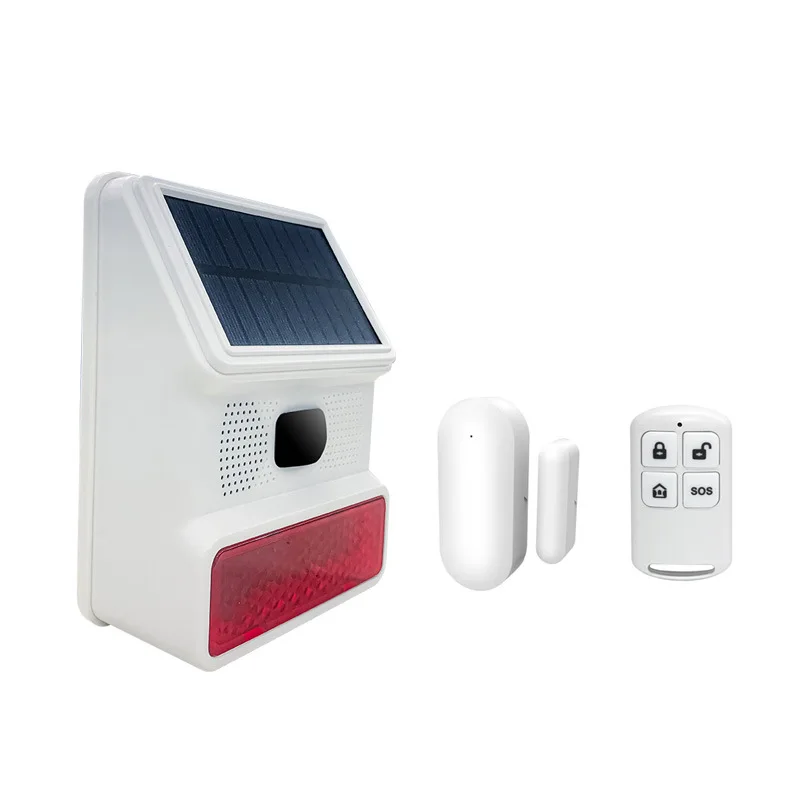 Solar Power Wireless Strobe Siren Sound&Light Alarm System Home Security Burglar Alarm Detector