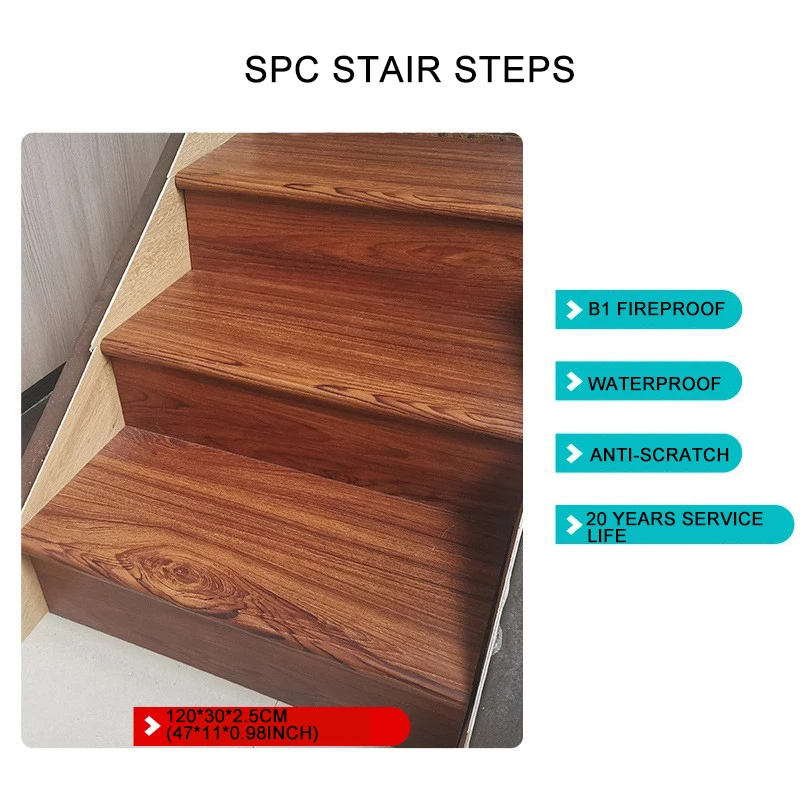 SPC STAIR STEP WATERPROOF FIRE RESISTANCE MATERIALS CHEAP COST WITH HIGH QUALITY INTERIOR DECORATION USAGE