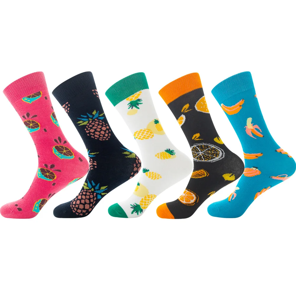 

Rose Red Lemon, black pineapple, white pineapple, orange, pink banana, men and women cotton tube socks ZQ075