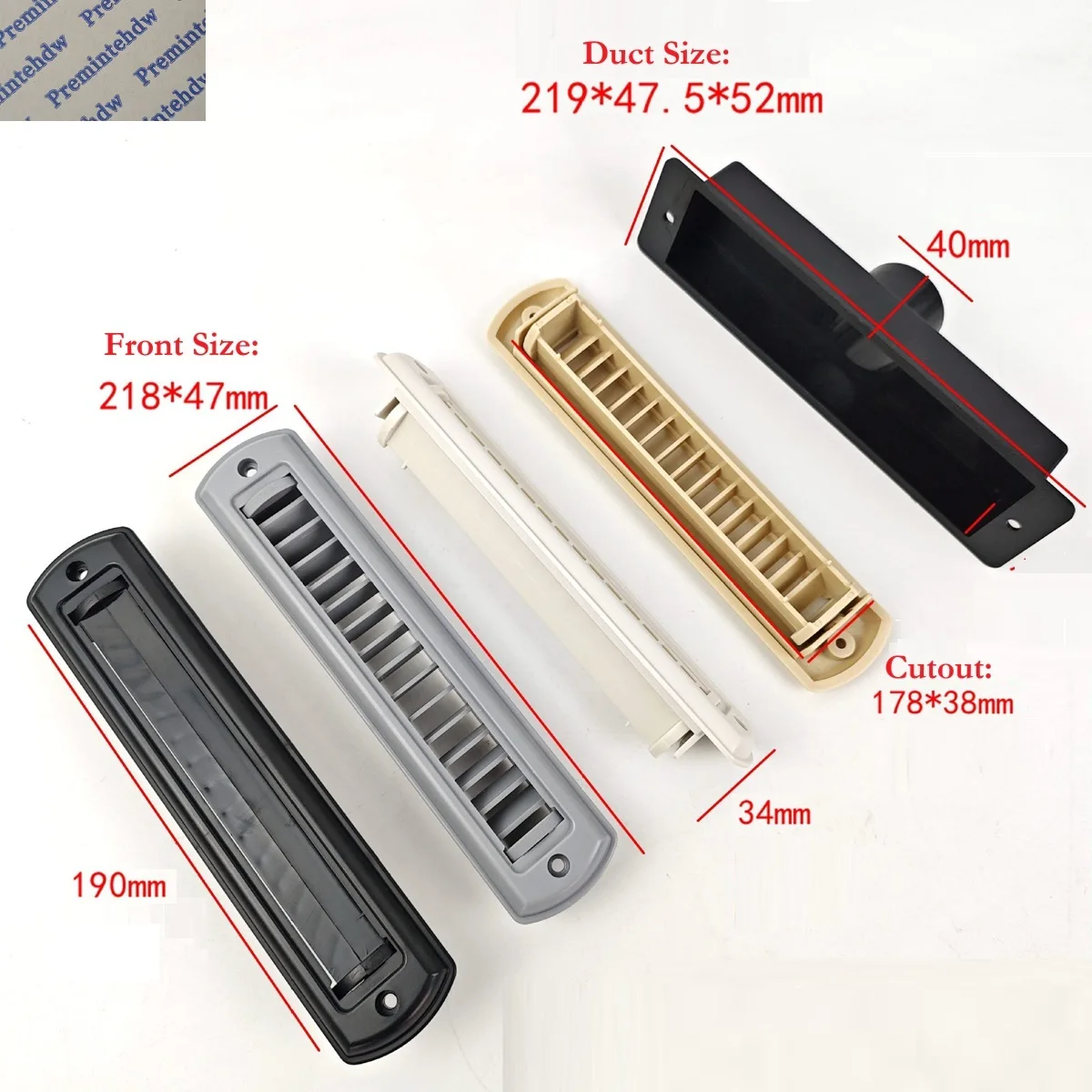 2Pcs White Black Beige Grey Rectangle Duct Vent Outlet Dispenser Grille Adjustble A/C RV Travel Trailer Car Caravan Dashboard