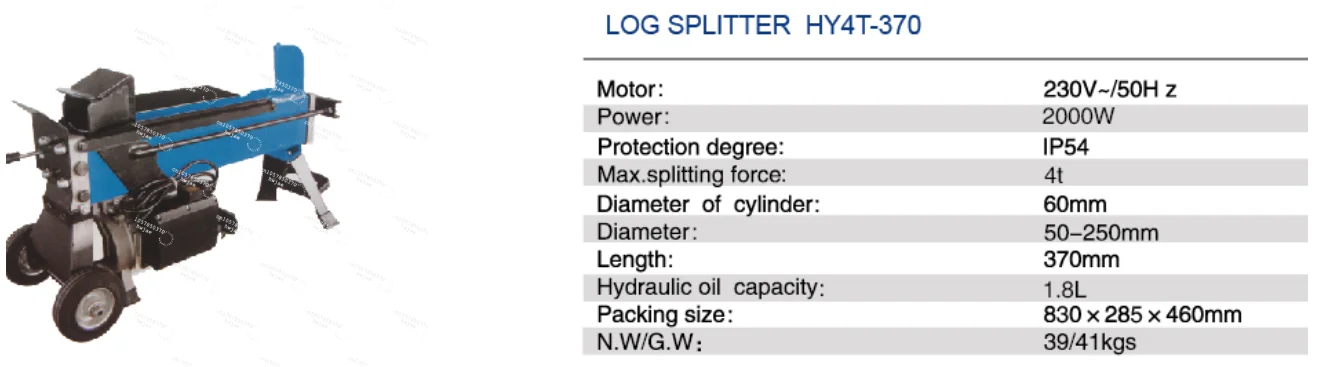 Portable Hydraulic Fast Splitting Wood Log Splitter  HY4T-370