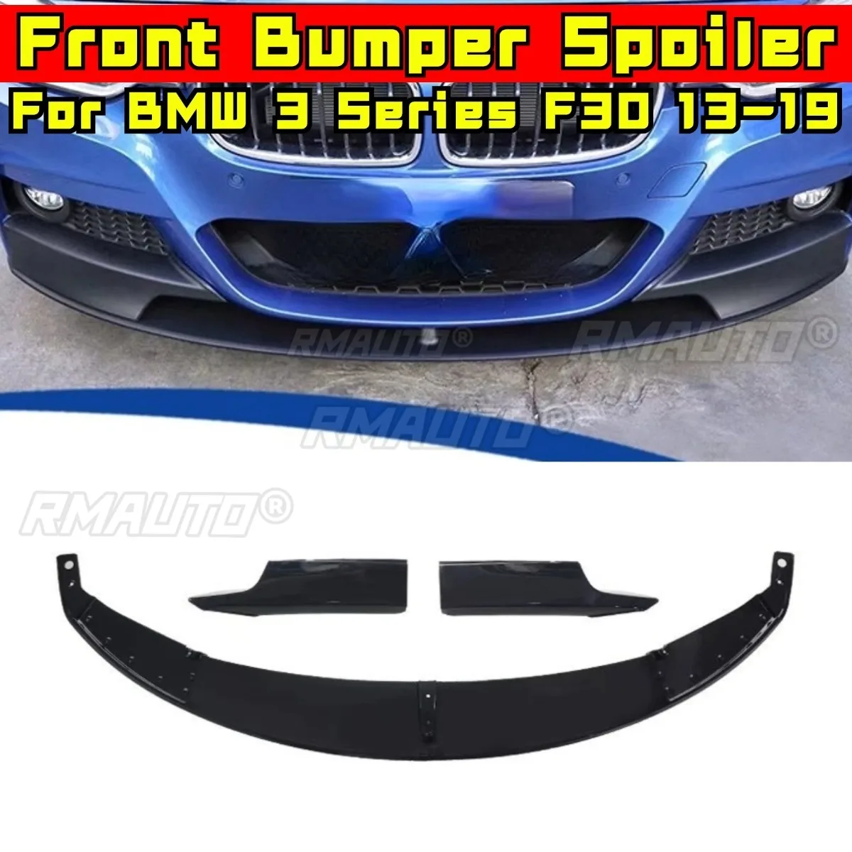 

4 шт., передний бампер автомобиля, спойлер, диффузор для губ, модификация, часть для BMW 3 серии F30 2013-2019, защитная крышка бампера в стиле MP