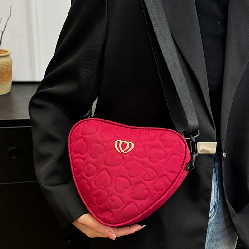 حقيبة كتف بنمط محايد للرجال والنساء، على شكل قلب بنمط قلب، حزام كتف قابل للفصل #2