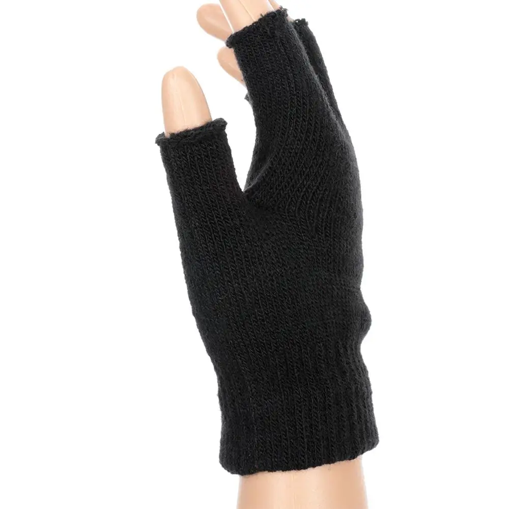 1 Pair Soft for Men Black Sports Cycling Thicken Knitted Gloves Mittens Fingerless Gloves Half Finger Gloves