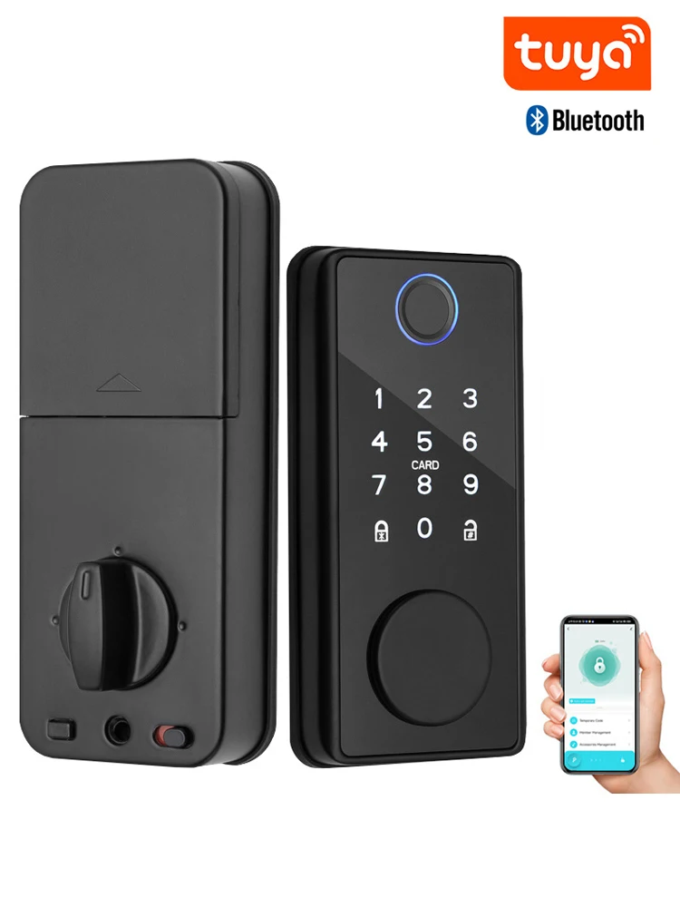 Tuya Mobile APP Smart Remote Control Fingerprint Biometrics Password Code Deadbolt Automatic Latch Lock