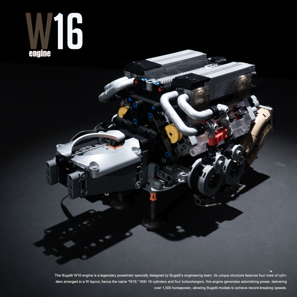 Engine W16 V8 Building Block Kits Aeroengine Building Toy Motor Drive Visual Simulation Figure 3D Car Model Collection Ornament