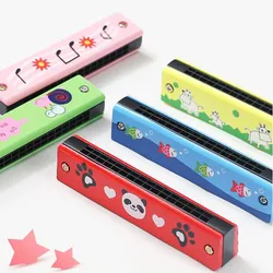 1pc 16 Holes Cartoon Wooden Harmonica Mouth Organ Kids Music Instrument Educational Replacement Toy Children Gift Universal