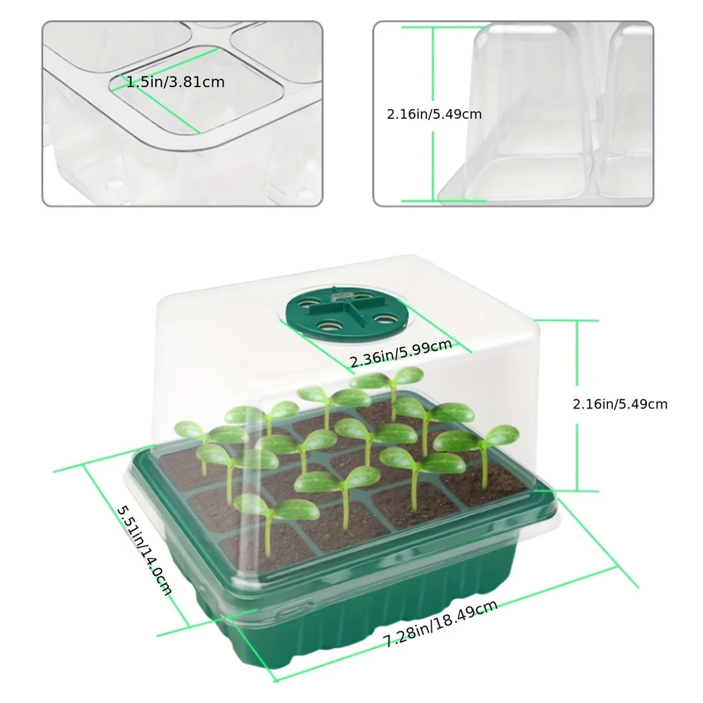 5PCS LED Full Spectrum Plant Grow Lights Germination Kit Spring Seed Germination Trays Greenhouse Plant Seed Development Tool