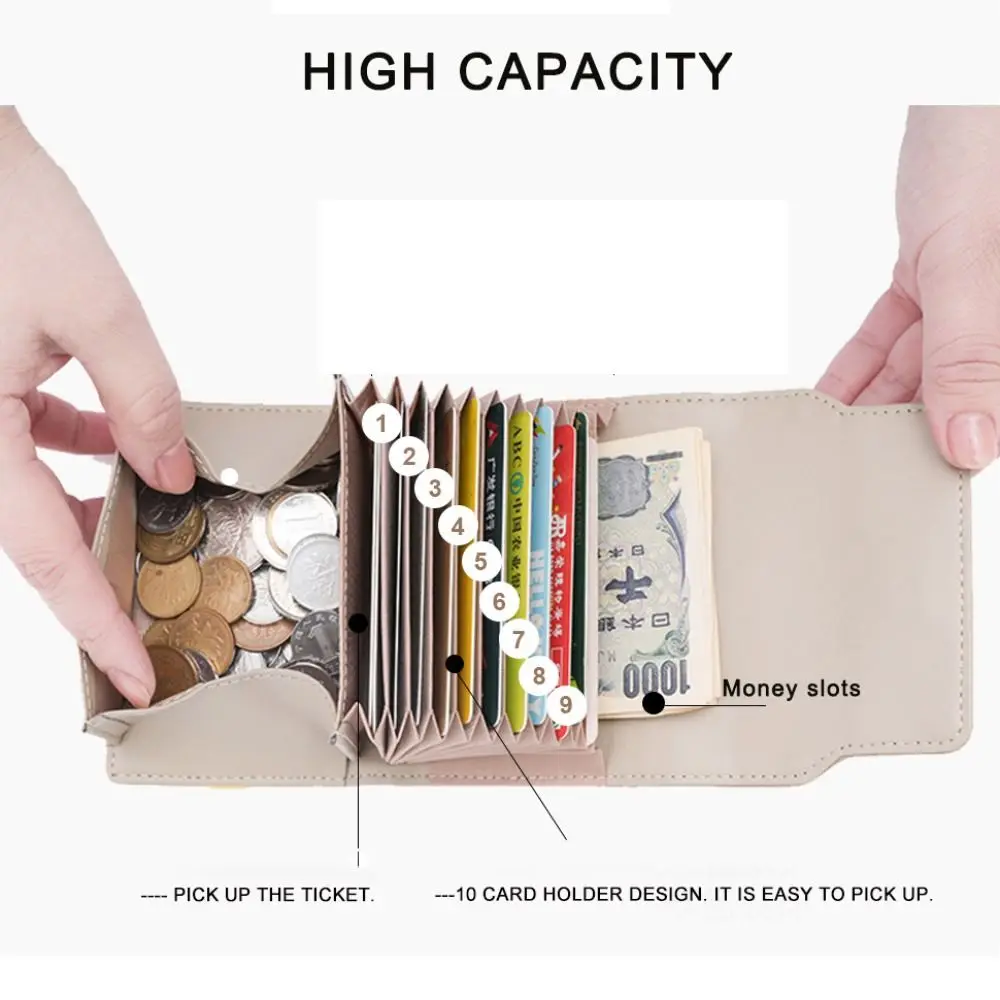 Luxury Cowhide Short Wallet Durable Anti-theft Brush Card Bag Multiple Card Slots Coin Purse