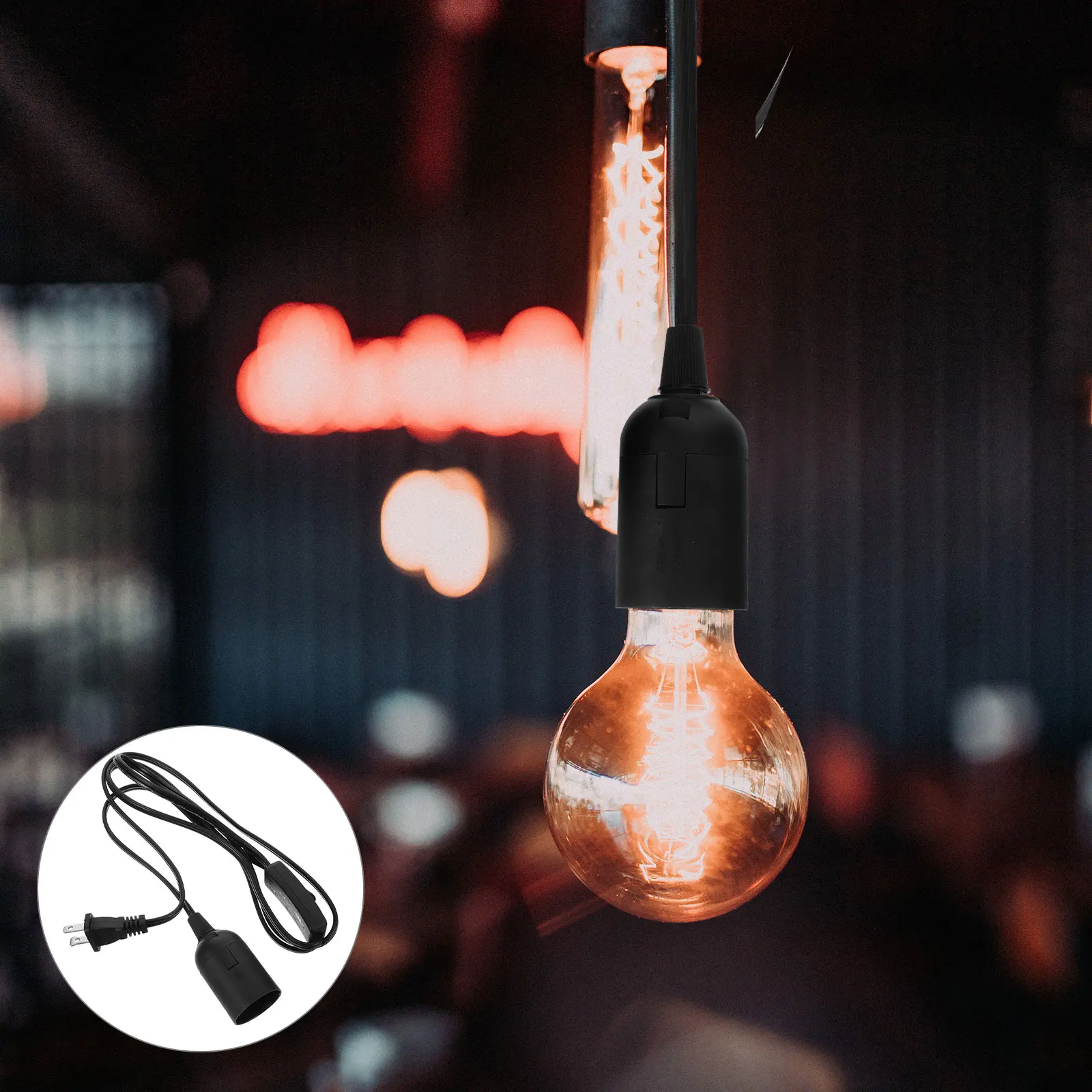 

Light Bulb Socket Replacement Holder Pendant Cord Plastic 1.8M Cord with Switch US Plug Lamp Accessories for Home Decor