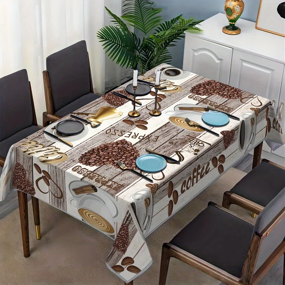 【1PC】Wooden-appearing and richly fragrant comfortable mosaic pattern polyester tablecloth, suitable for familieszyc