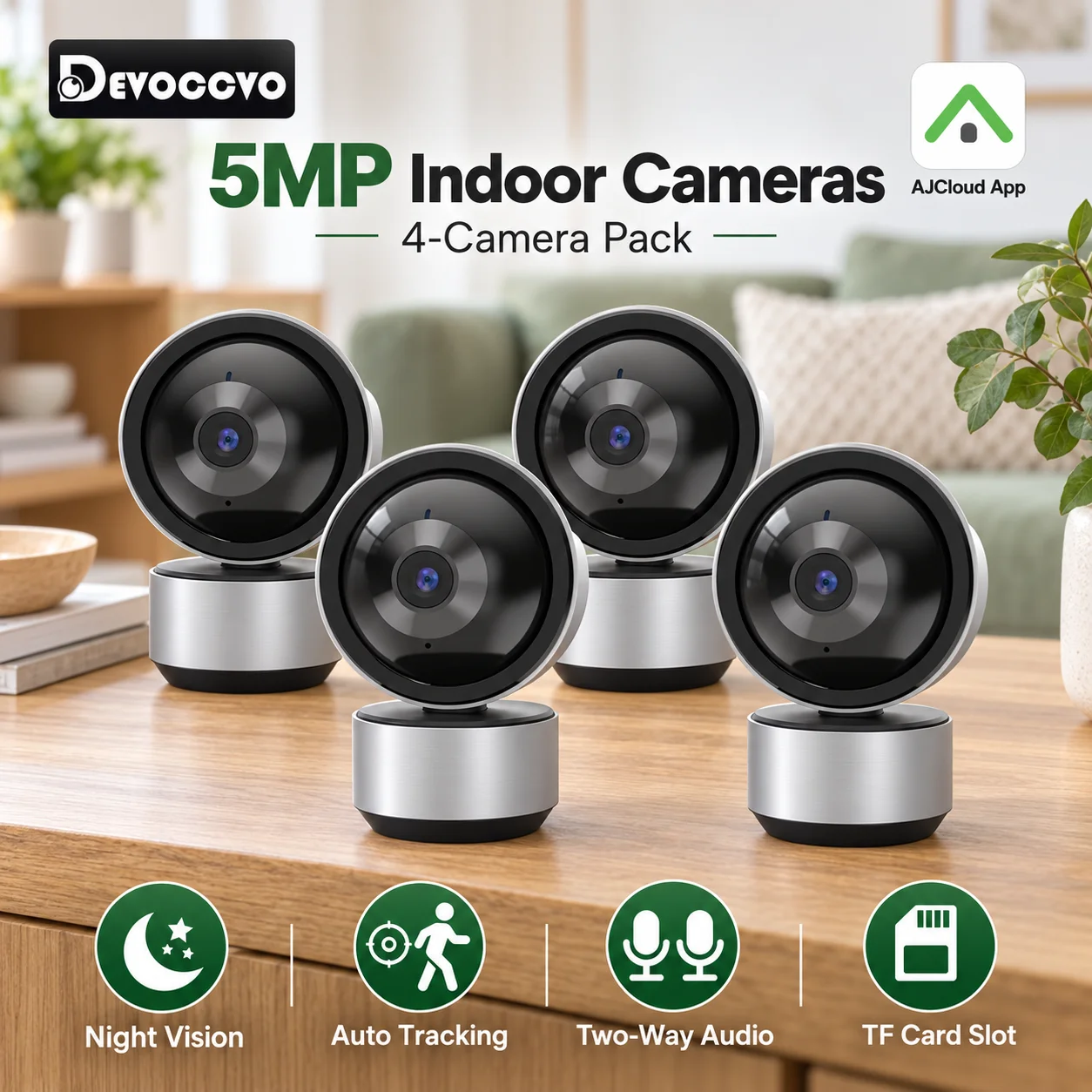 5MP IP WiFi PTZ Camera Surveillance Security Baby Monitor Automatic Human Tracking Cam 2 Way Audio Indoor Wireless Video Camera
