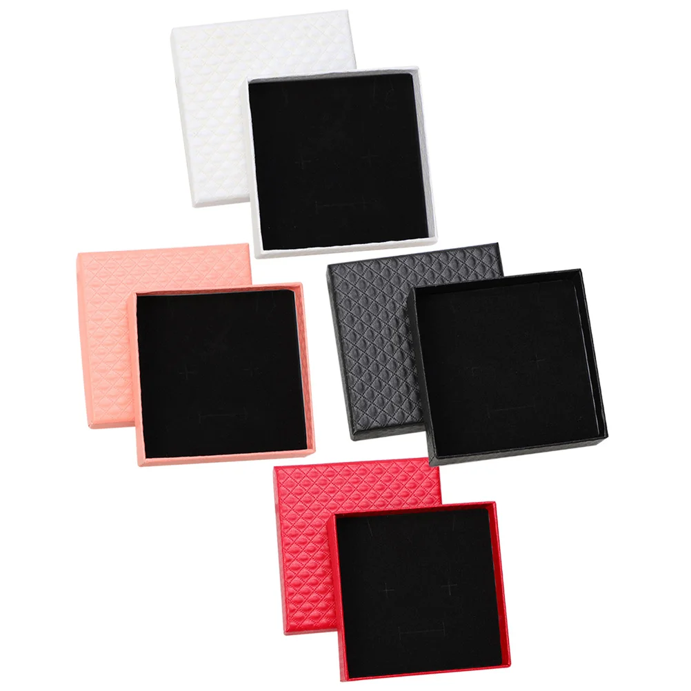 4 قطعة صندوق منظم المجوهرات من الورق المقوى الدائري القرط قلادة تغليف الهدايا حقيبة للتخزين المدمجة المحمولة لعرض المجوهرات #2