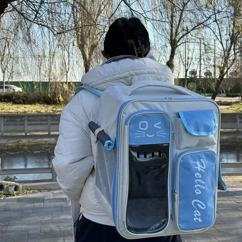 

Cat backpack outing schoolbag double-shoulder pet bag cat for travel dog and cat supplies transparent large-capacity portab