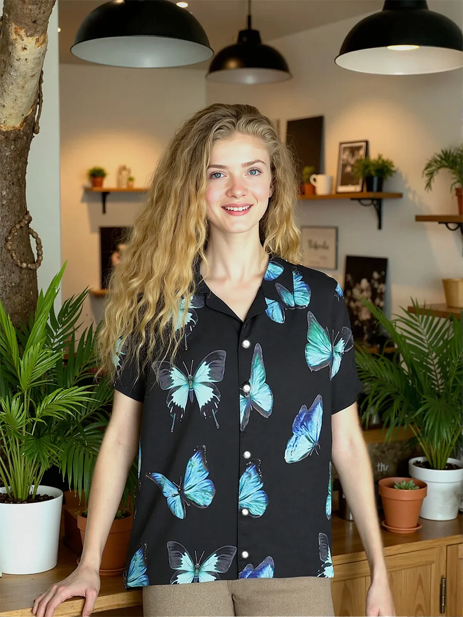 

Рубашки с короткими рукавами с цветочным принтом, элегантные женские блузки, одежда, женская зимняя женская одежда, уникальные блестящие готические бусины, граффити, Ins