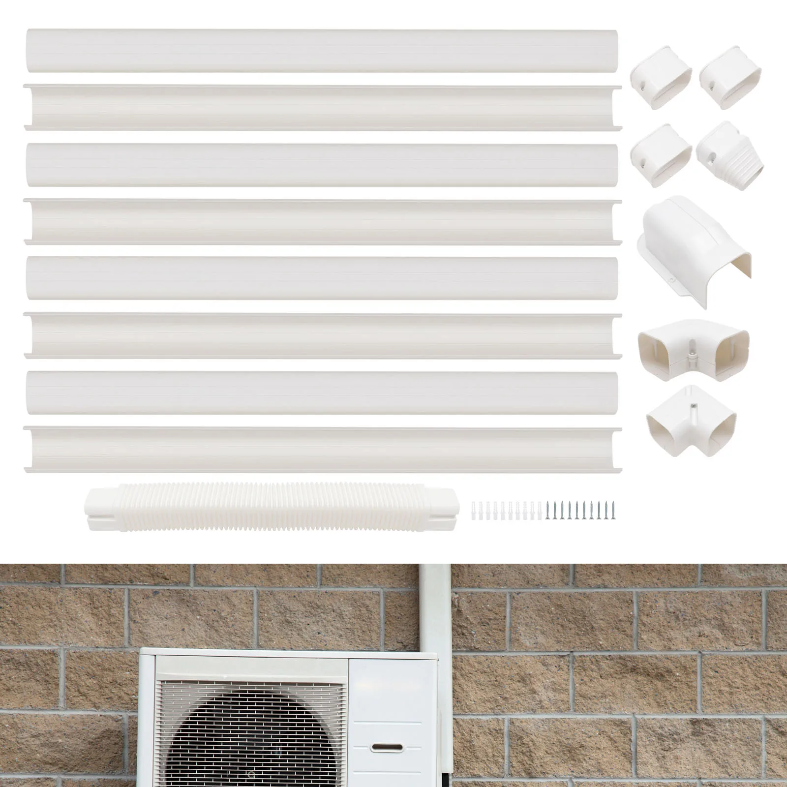 PVC Professional Grade Ductless Mini Split AC Line Set Cover Kit 3