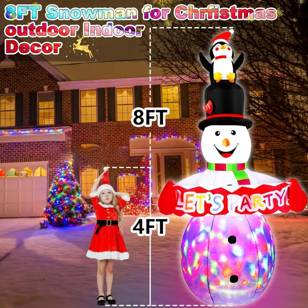 2.4M Overhead Penguin Snowman gonfiabili natalizi luci a LED decorazioni gonfiabili decorazioni da giardino per interni ed esterni