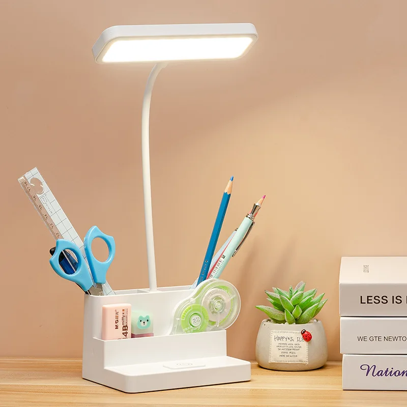 Desk Lamp Led Creative Dormitory Usb Rechargeable Desk Learning Eye Guard Pen Container Small Desk Lamp Gift Student