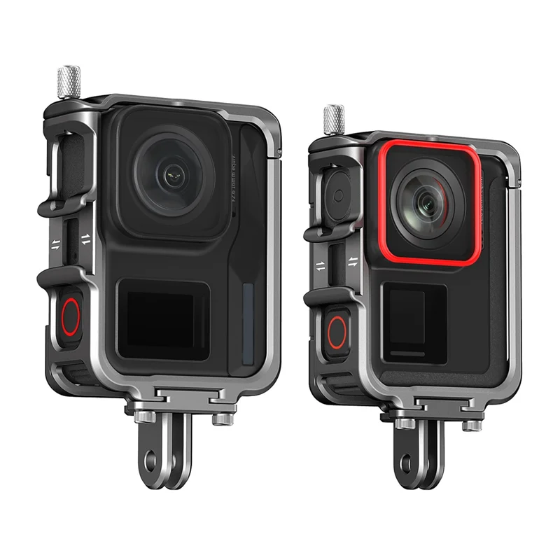 AMAGISN Casing Bingkai Aloi Aluminium untuk Insta 360 Ace Pro untuk Insta360 Ace Menembak Cangkang Pelindung Sepatu Dingin Ganda Vertikal