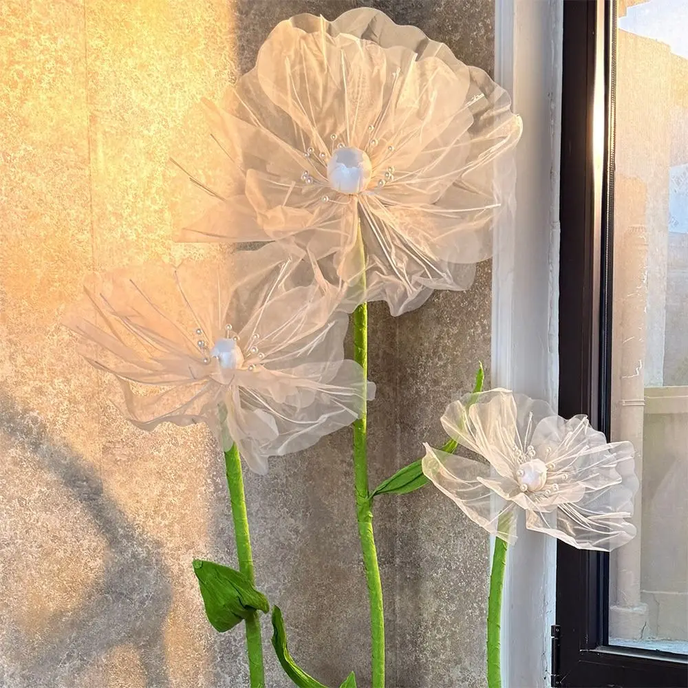 Window Display 40/50cm Big Simulation Flower Hollow 3D Artificial Flowers Large Hanging Gauze Photography Props Wedding