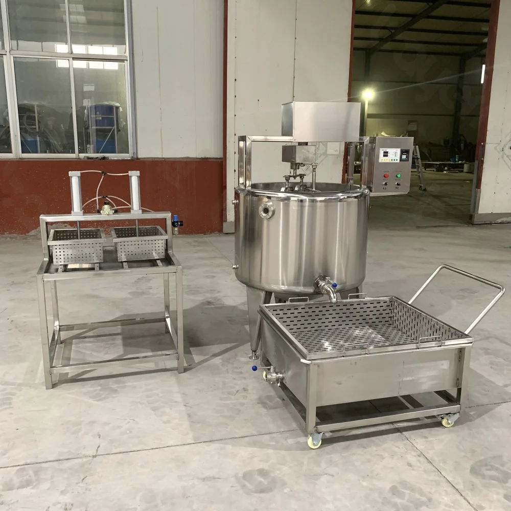 Small Scale Dairy Feta Cheese Make Tank Equipment Mozzarella Cooking And Stretching Machine For Sale