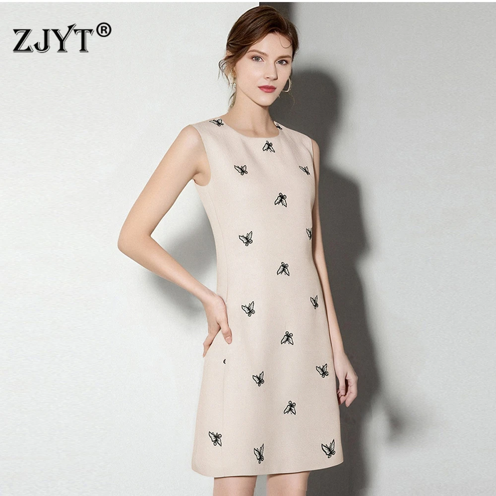 

ZJYT, осенние новые женские твидовые шерстяные платья без рукавов, мода 2025, мини-повседневное вечернее платье на бретелях с круглым вырезом, розовое, черное, Vestidos Lady