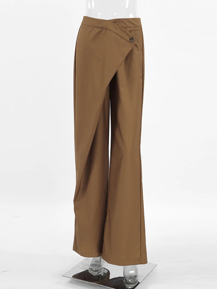 Mumaroho 2024 Autumn Winter Women Asymmetric Baggy Trousers Solid High Waist Wide Leg Pants For Women Female