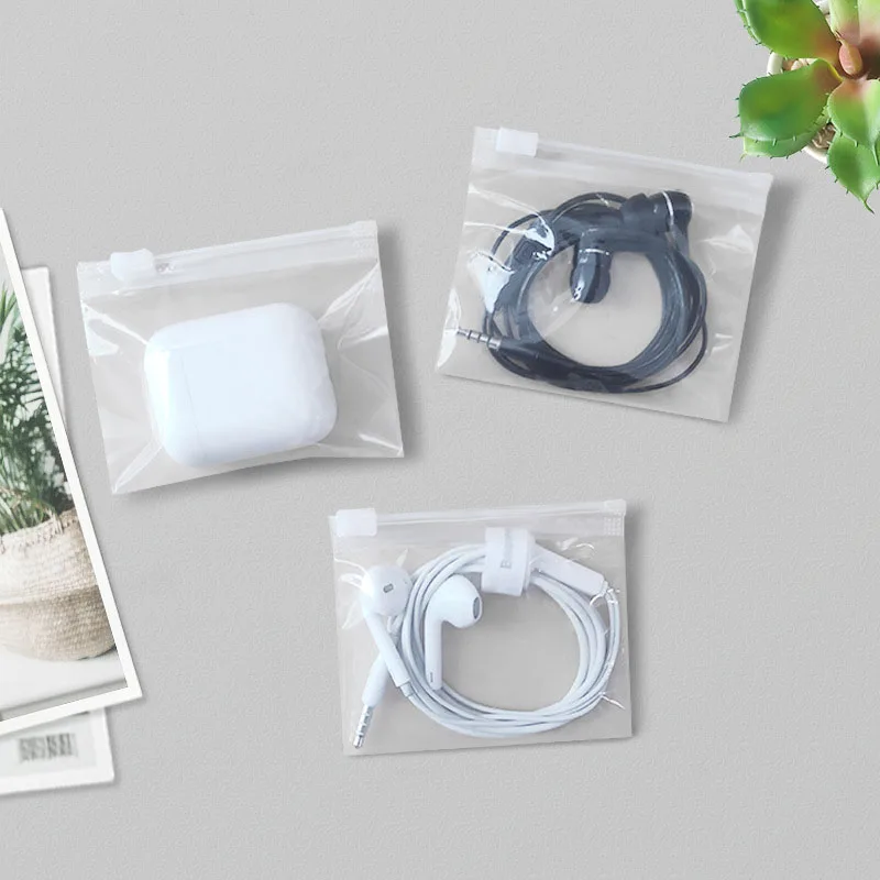 TETP 50Pcs Mini Transparent Zipper Bags For Data Cable Earphone Storage Jewelry Necklace Earrings Packaging Display Favors