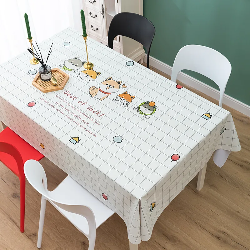 Simple Cartoon Floral Tablecloth Outdoor Picnic Waterproof Rectangular Dormitory Tablecloth Coffee Table Kitchen Decoration