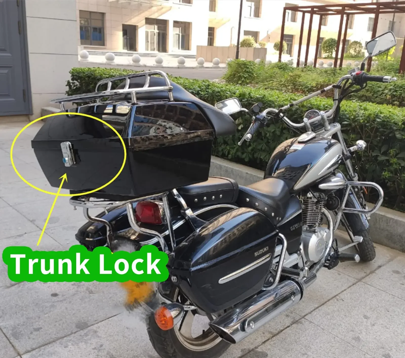 Motorcycle Rear Trunk Lock in Iron Metal Material  Anti‑Theft Trunk Lock Come with 2 Keys, Silver Color