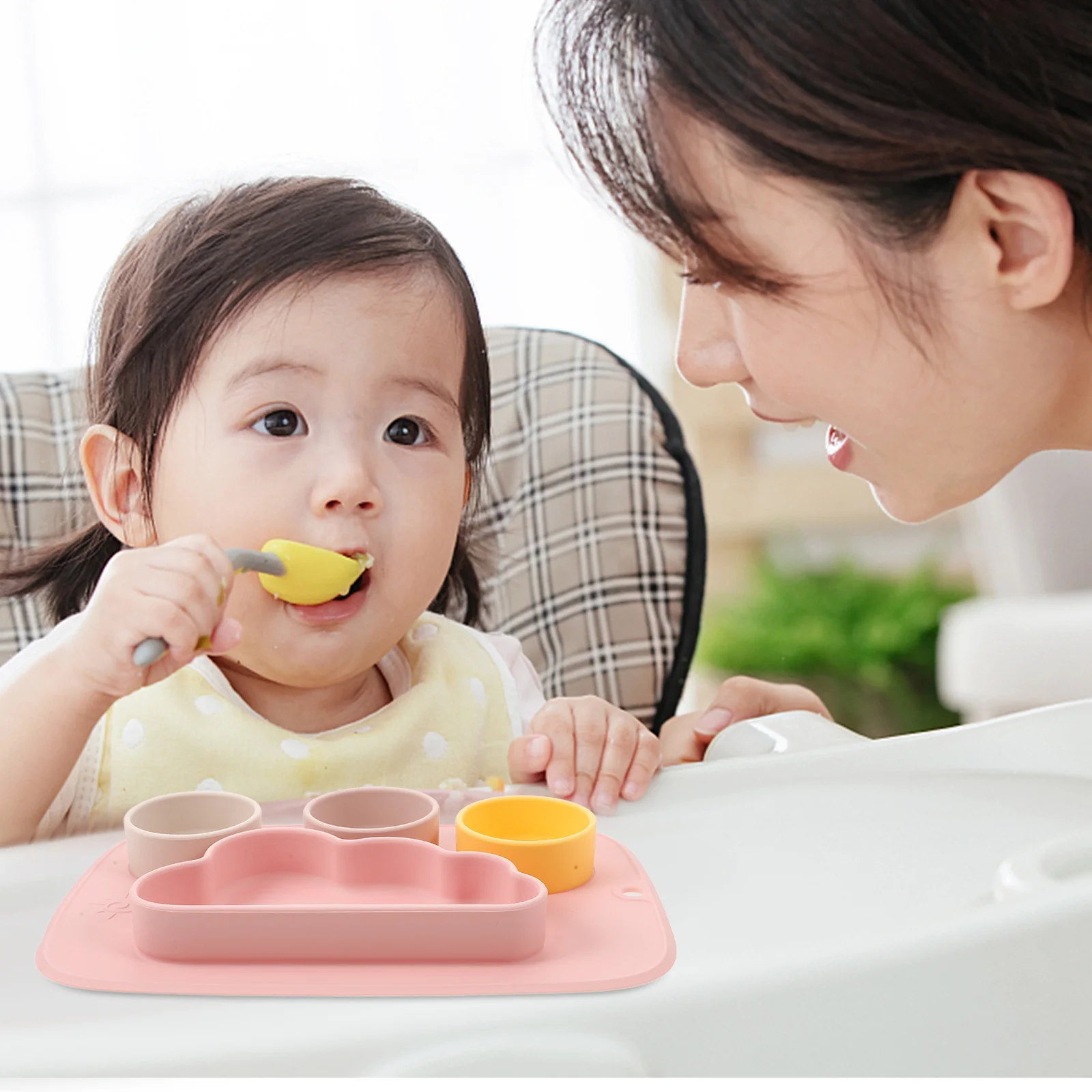 

Suction Plate for Baby Divided Food-Grade Silicone Feeding Bowl Nonslip Pink Microwave Dishwasher Safe Toddler Plates