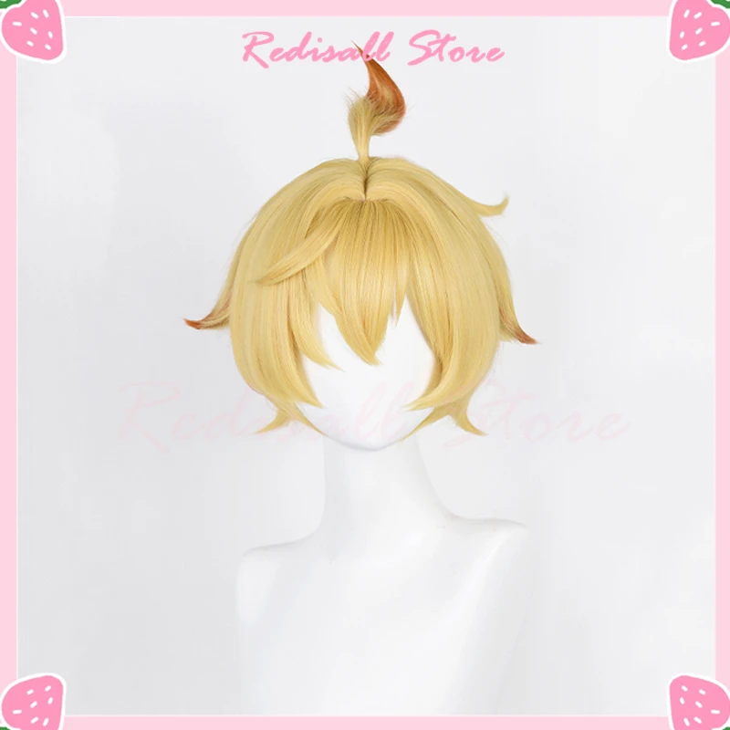 

Mika Cosplay Wig Blonde Short Little Ponytail Golden Heat Resistant Hair Game Role Play Adult Wig Cap