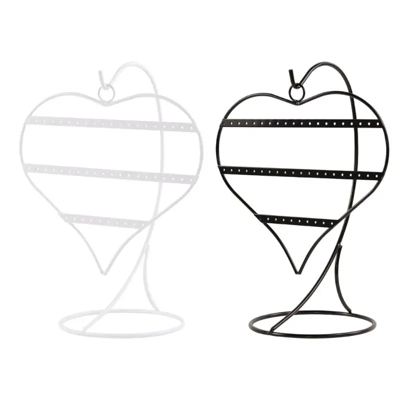 

9HJK Heart 50 Hole Earring Display Holder Iron Jewelry Organizers for Desktop