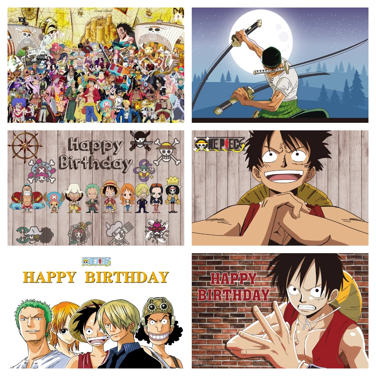 

Bandai One Piece Monkey D Luffy Birthday Party Supplies Photo Backdrop Boy Baby Shower Props Banner Background For Photography